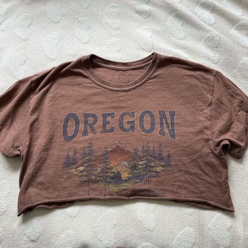 Brown Oregon Graphic Crop Top